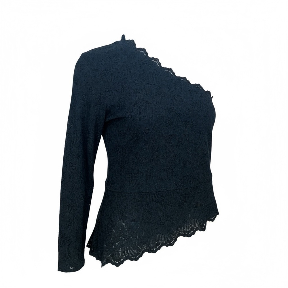 Black Lace One Shoulder Woman’s Top Sz M